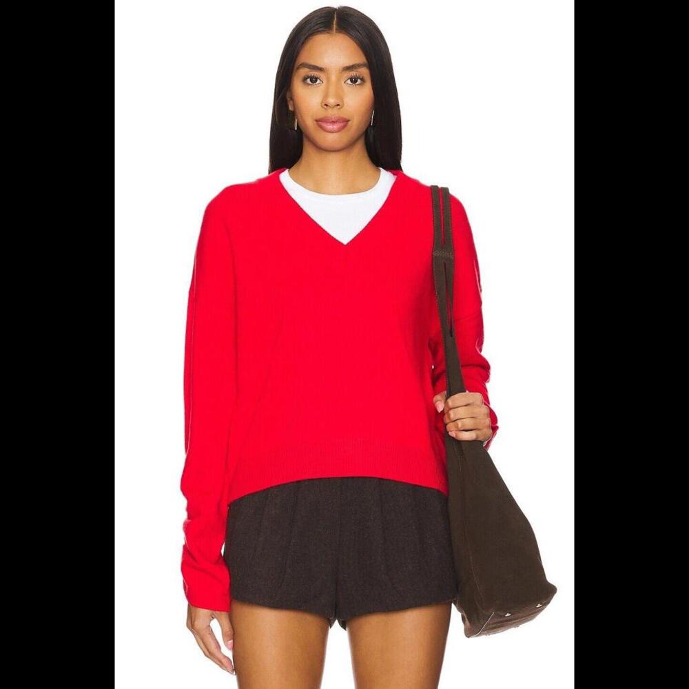 Revolve LNA Latigo Sweater V neck red size S NWT $145 msrp Evereve